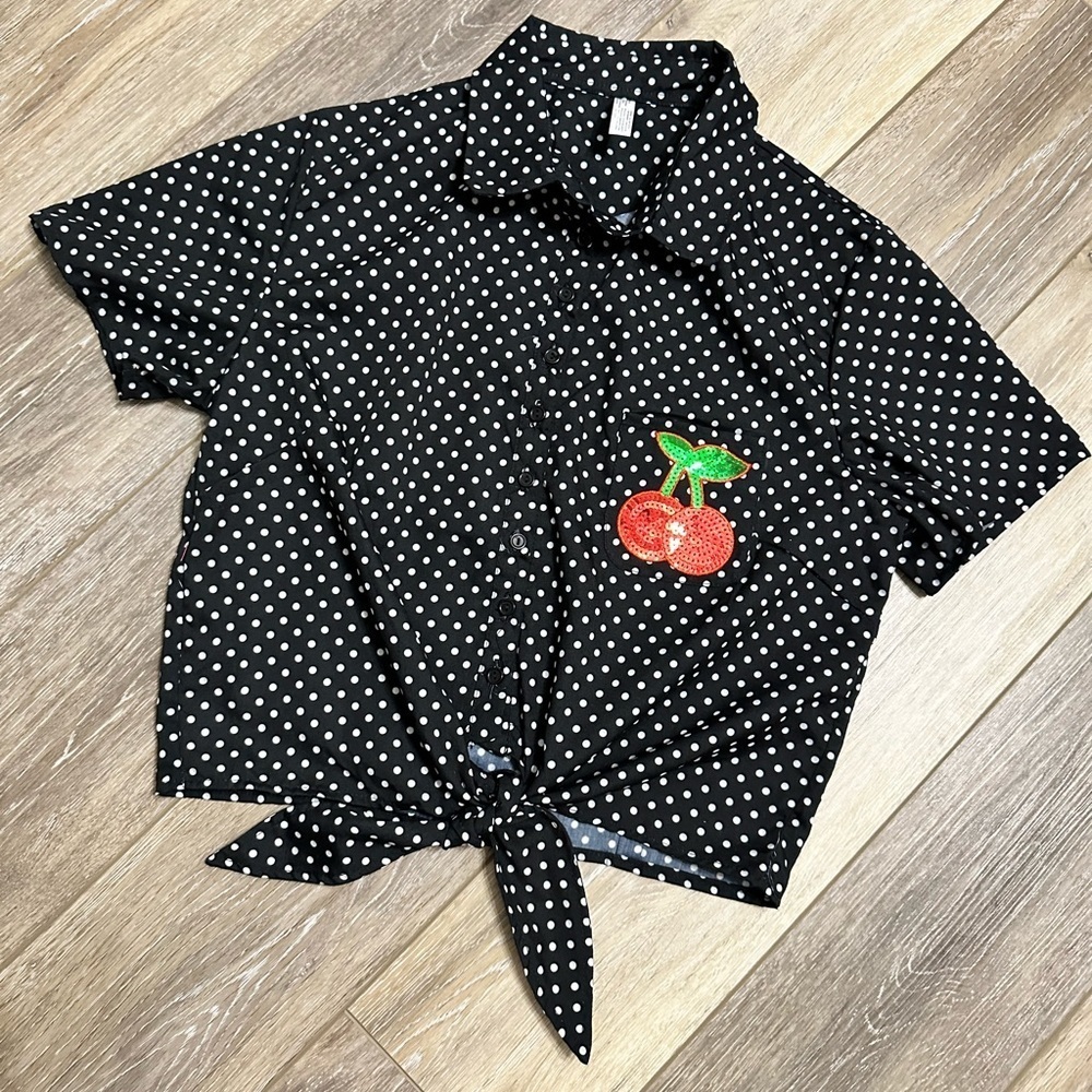 #8) button down crop top